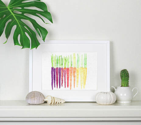 heritage carrots watercolour by Mermaid's Coin