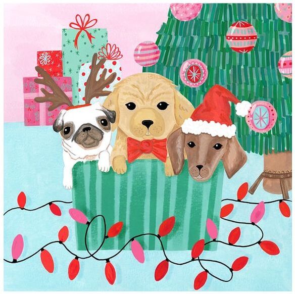 Cute puppies christmas artwork