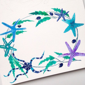 starfish and seaweed inspired wreath