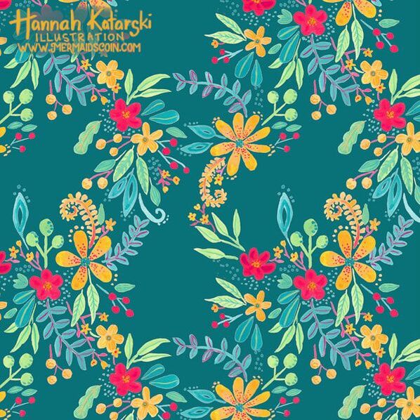 Ditzy floral pattern on teal