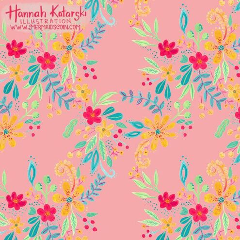 ditzy floral pattern on peach
