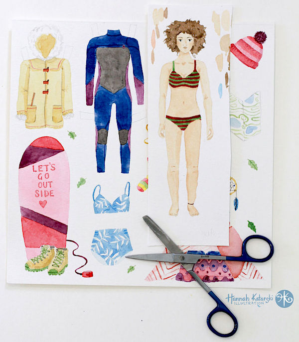 creating an illustrated paper doll and wardrobe