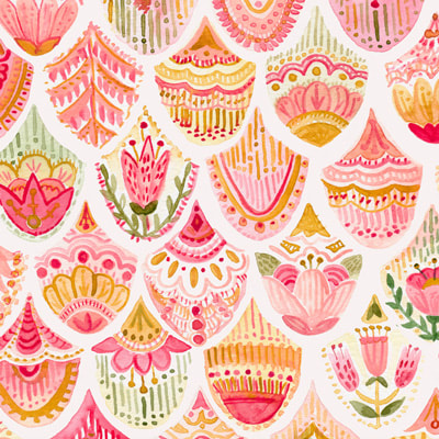 Floral geometric watercolour pattern