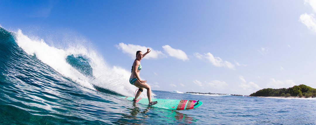 surfing in the Maldives