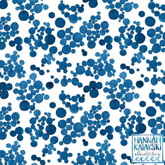 Indigo spots ad dots seamless repeat pattern