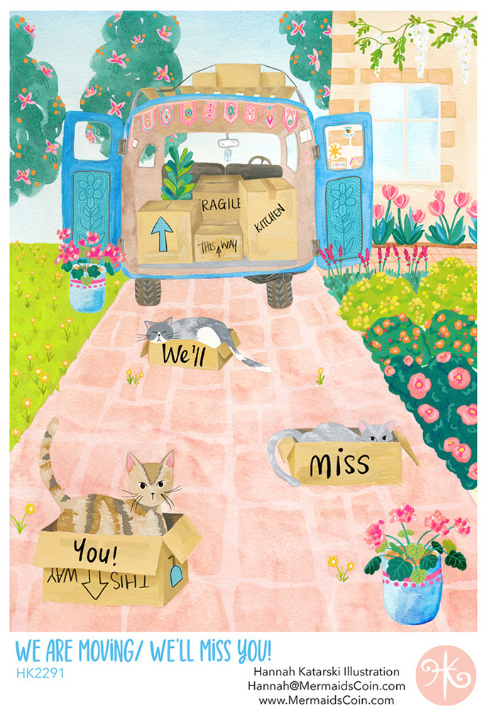 Cute cats in boxes illustration